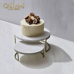 Set 3 Khay Tròn Đá Marble Đế Bánh Arthur Prime Metropolitan Decorative Trays & Cake Stand D17.5 D20 D25-CẬU HAI HOME DECOR