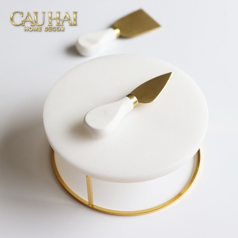 Set 3 Khay Tròn Đá Marble Đế Bánh Arthur Prime Metropolitan Decorative Trays & Cake Stand D17.5 D20 D25-Khay Kệ Tầng-CẬU HAI HOME DECOR