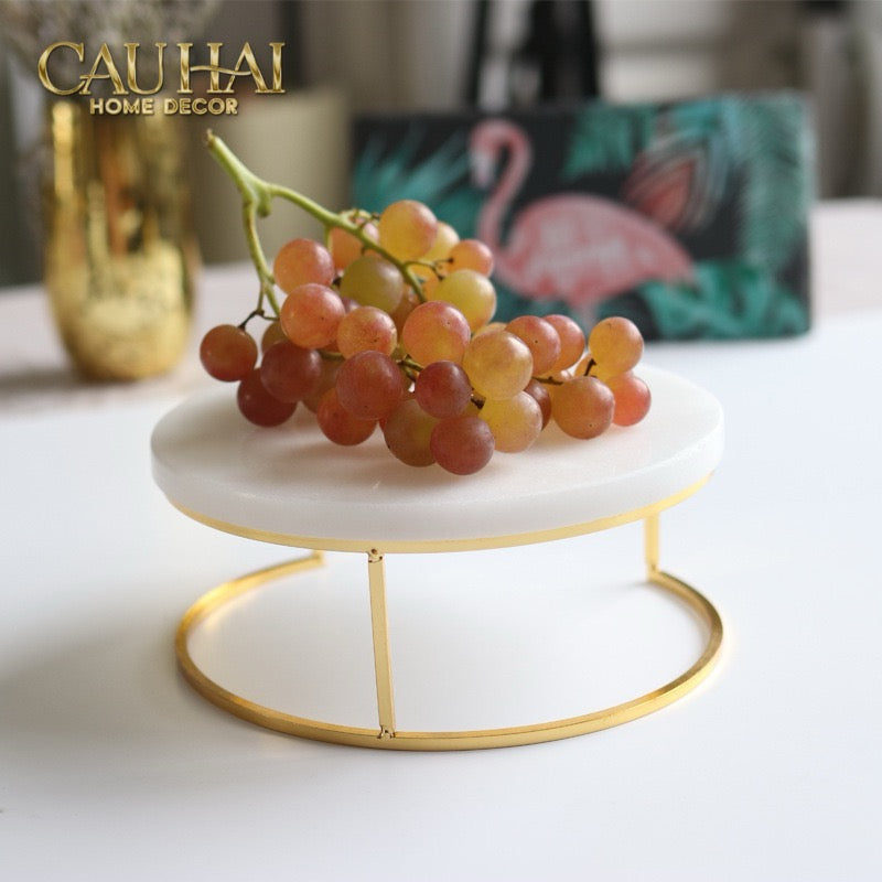 Set 3 Khay Tròn Đá Marble Đế Bánh Arthur Prime Metropolitan Decorative Trays & Cake Stand D17.5 D20 D25-Khay Kệ Tầng-CẬU HAI HOME DECOR