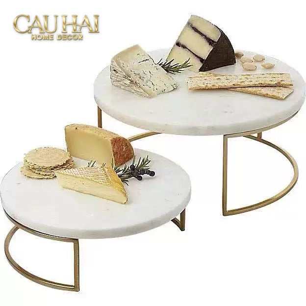 Set 3 Khay Tròn Đá Marble Đế Bánh Arthur Prime Metropolitan Decorative Trays & Cake Stand D17.5 D20 D25-Khay Kệ Tầng-CẬU HAI HOME DECOR