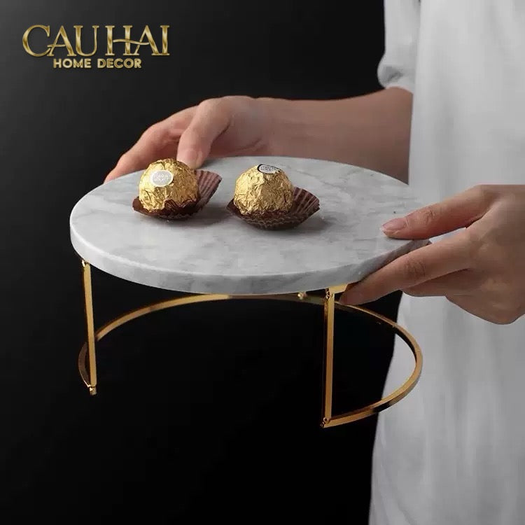 Set 3 Khay Tròn Đá Marble Đế Bánh Arthur Prime Metropolitan Decorative Trays & Cake Stand D17.5 D20 D25-CẬU HAI HOME DECOR