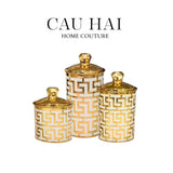 SET 3 LỌ PANTRY ACRY - ÉCLAT GREEK KEY-CẬU HAI HOME DECOR