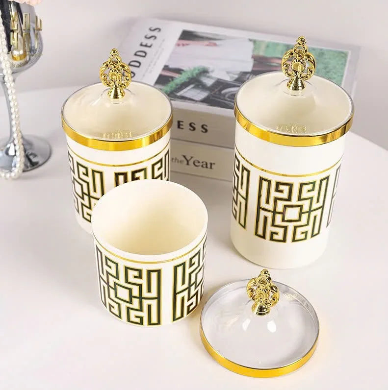 Set 3 Lọ Pantry Acry - Éclat Royal Meander-HŨ TRANG TRÍ-Đối tác tại Trung Quốc theo từng đơn đặt hàng-CẬU HAI HOME DECOR