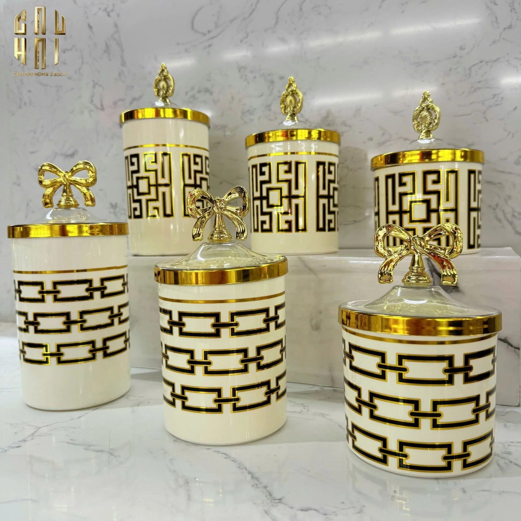 Set 3 Lọ Pantry Acry - Luxe Chain Of Grace-CẬU HAI HOME DECOR