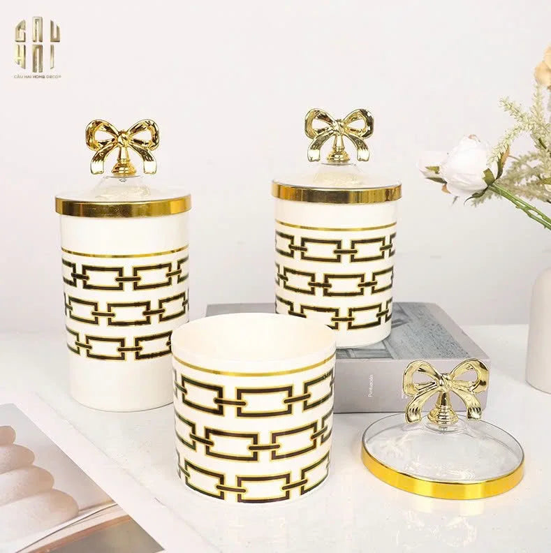 Set 3 Lọ Pantry Acry - Luxe Chain Of Grace-HŨ TRANG TRÍ-Đối tác tại Trung Quốc theo từng đơn đặt hàng-CẬU HAI HOME DECOR
