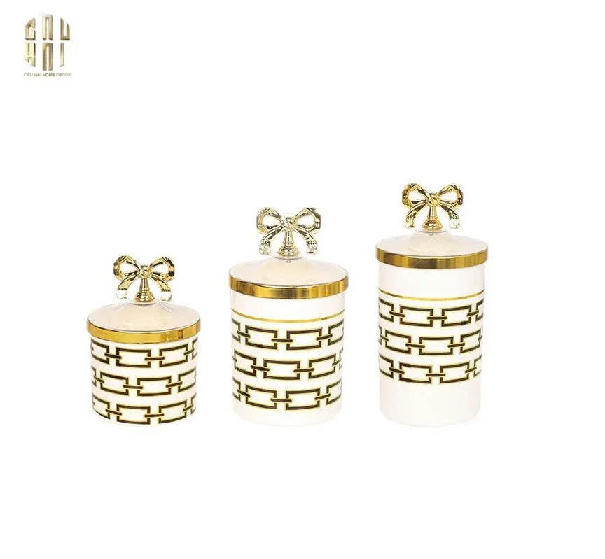 Set 3 Lọ Pantry Acry - Luxe Chain Of Grace-HŨ TRANG TRÍ-Đối tác tại Trung Quốc theo từng đơn đặt hàng-CẬU HAI HOME DECOR