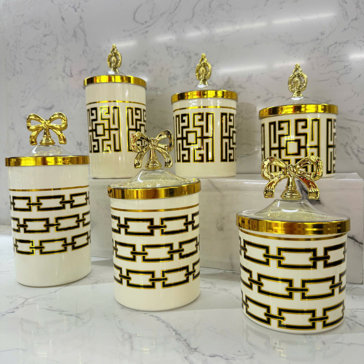 Set 3 Lọ Pantry Acry - Luxe Chain Of Grace-HŨ TRANG TRÍ-Đối tác tại Trung Quốc theo từng đơn đặt hàng-CẬU HAI HOME DECOR
