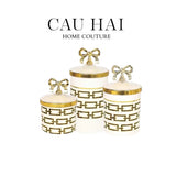 Set 3 Lọ Pantry Acry - Luxe Chain Of Grace-HŨ TRANG TRÍ-Đối tác tại Trung Quốc theo từng đơn đặt hàng-CẬU HAI HOME DECOR