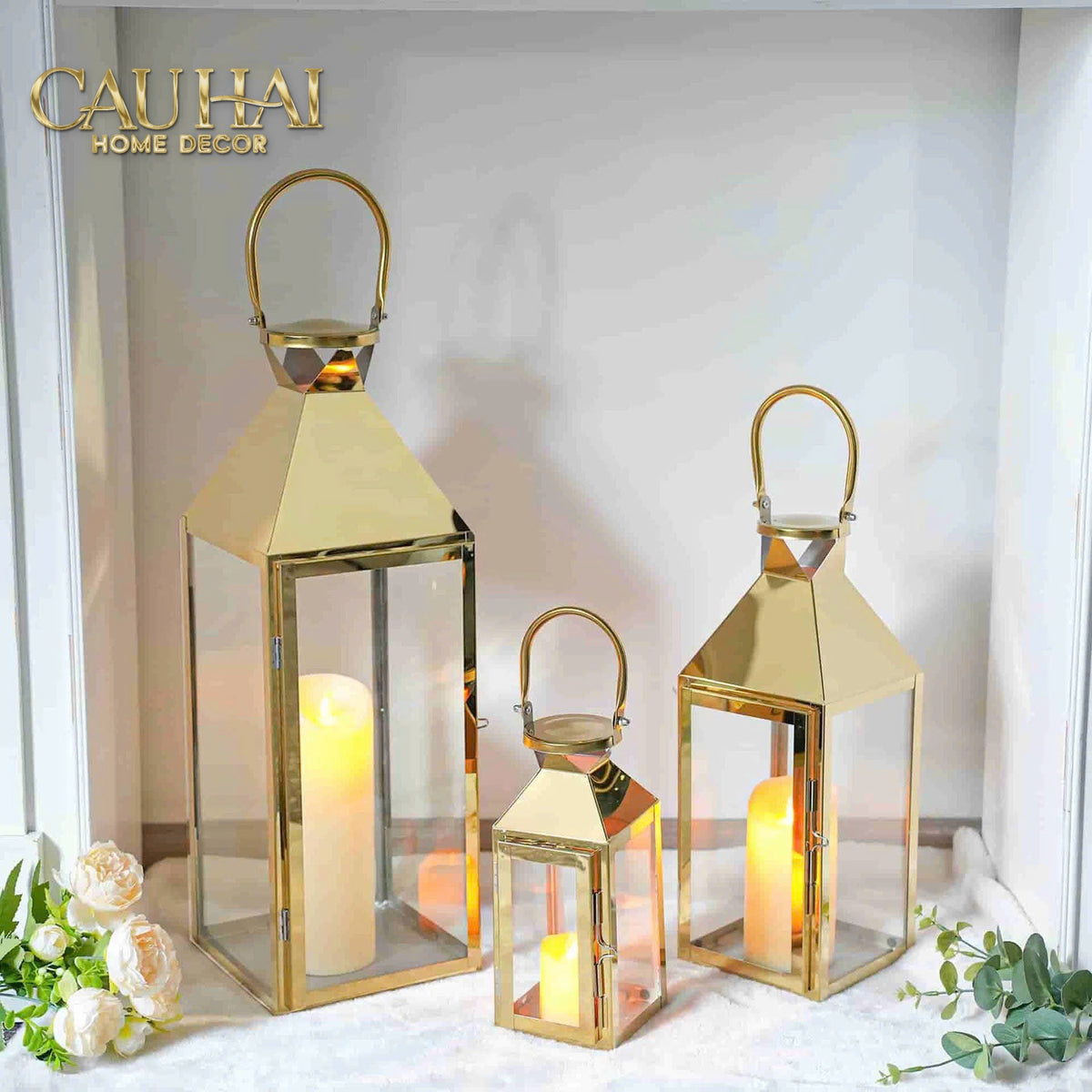 Set 3 Lồng Đèn Metal Lantern Lumière D’Or-ĐÈN TRANG TRÍ-CẬU HAI HOME DECOR-CẬU HAI HOME DECOR
