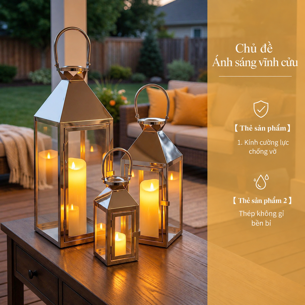 Set 3 Lồng Đèn Metal Lantern Lumière Sterling-ĐÈN TRANG TRÍ-CẬU HAI HOME DECOR-CẬU HAI HOME DECOR
