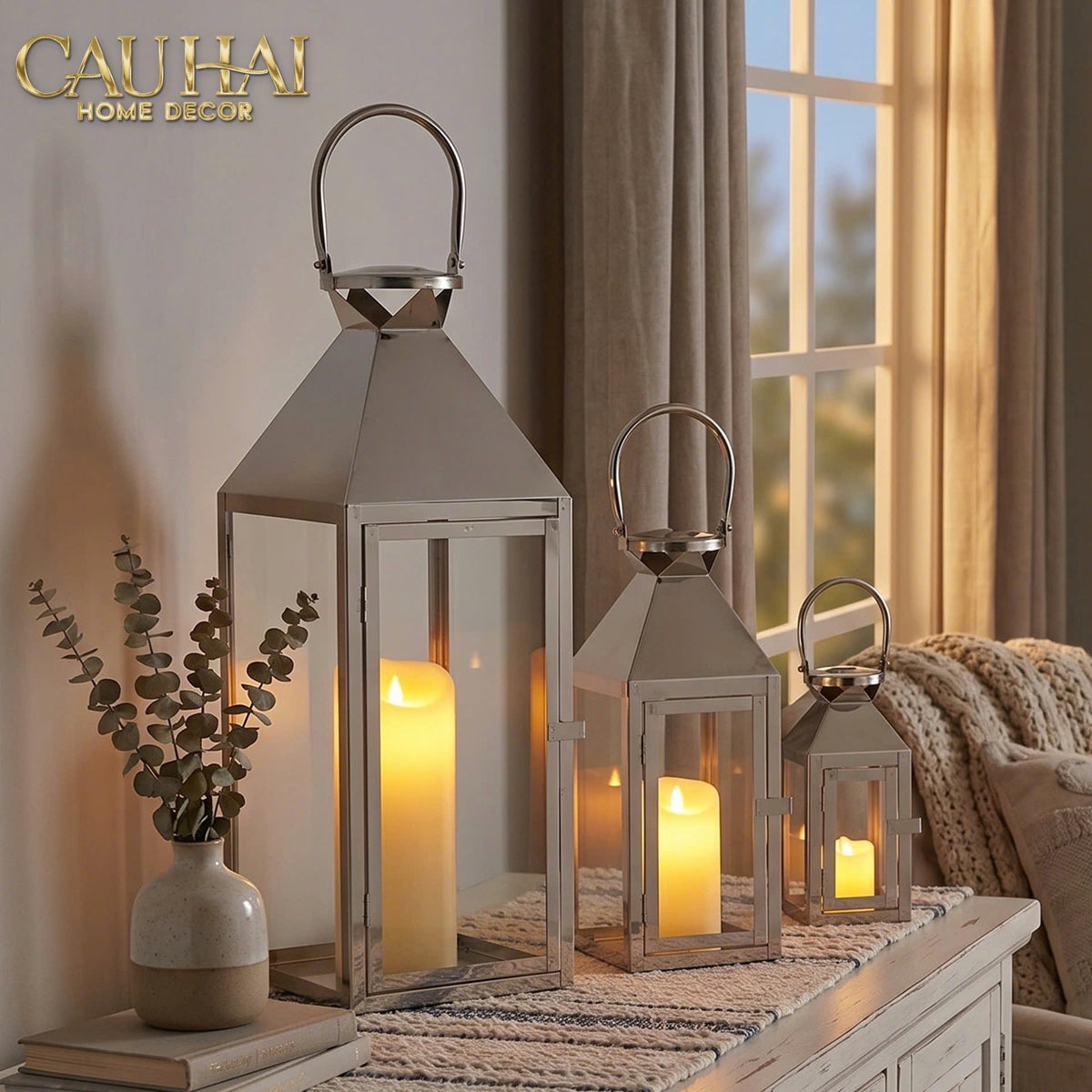 Set 3 Lồng Đèn Metal Lantern Lumière Sterling-ĐÈN TRANG TRÍ-CẬU HAI HOME DECOR-CẬU HAI HOME DECOR