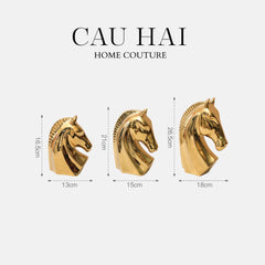 Set 3 Tượng Ngựa Gốm Sứ Mạ Vàng L'Atélier Gilded Chevaux-TƯỢNG TRANG TRÍ-CẬU HAI HOME DECOR