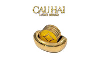 Set 4 Lót Ly Sứ Đồng Tiền Tài Lộc Golden Coin Ceramic Glasses Coaster-CẬU HAI HOME DECOR