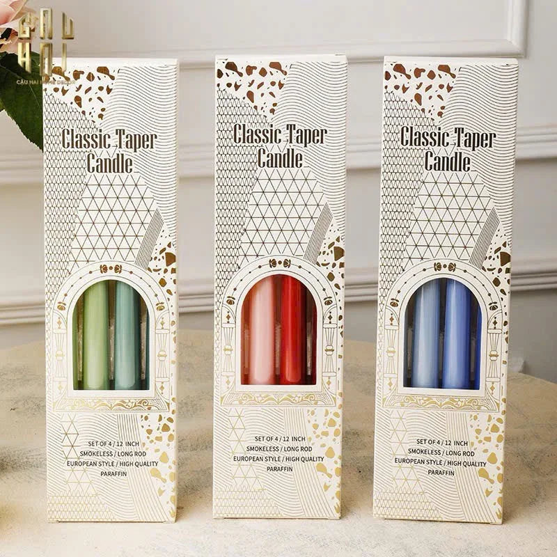 SET 4 NẾN GRADATION TAPER - BLUE/GREEN/PINK/EMERALD-CẬU HAI HOME DECOR