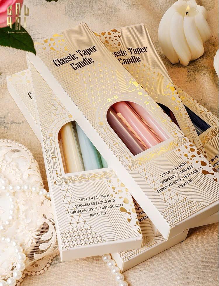 SET 4 NẾN GRADATION TAPER - BLUE/GREEN/PINK/EMERALD-CẬU HAI HOME DECOR