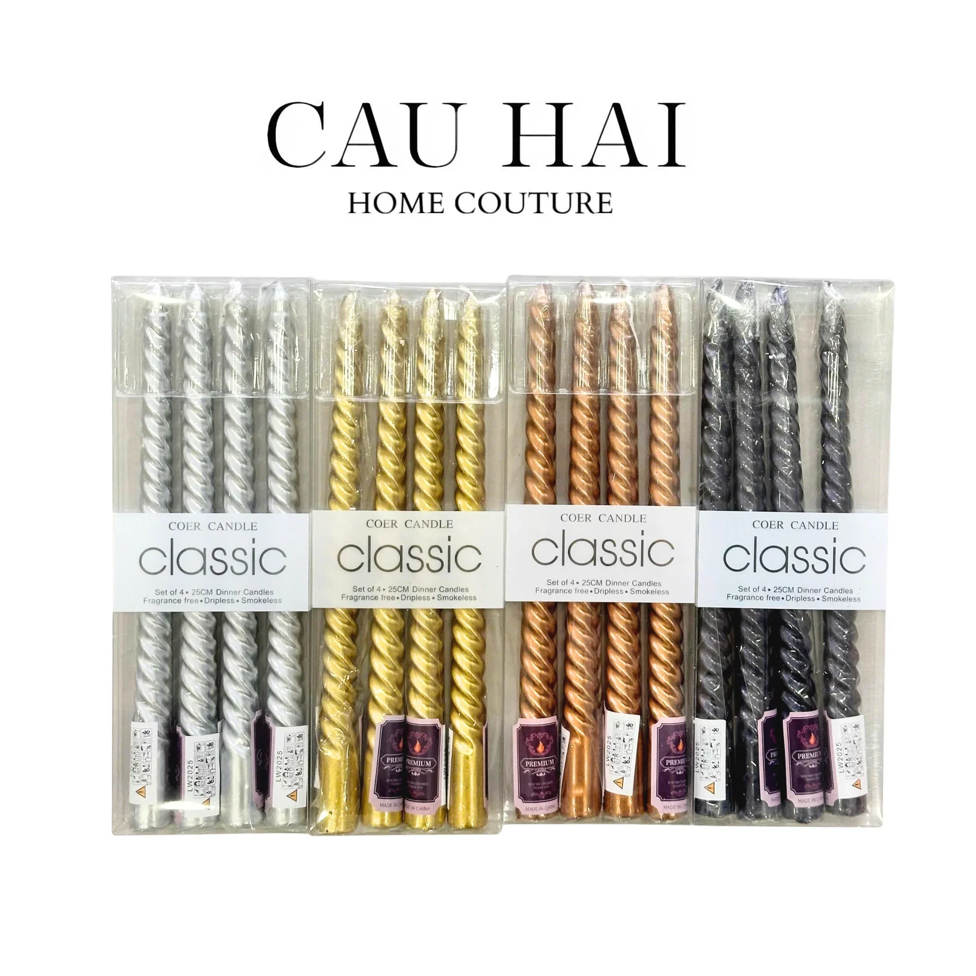 SET 4 NẾN TAPER-CẬU HAI HOME DECOR