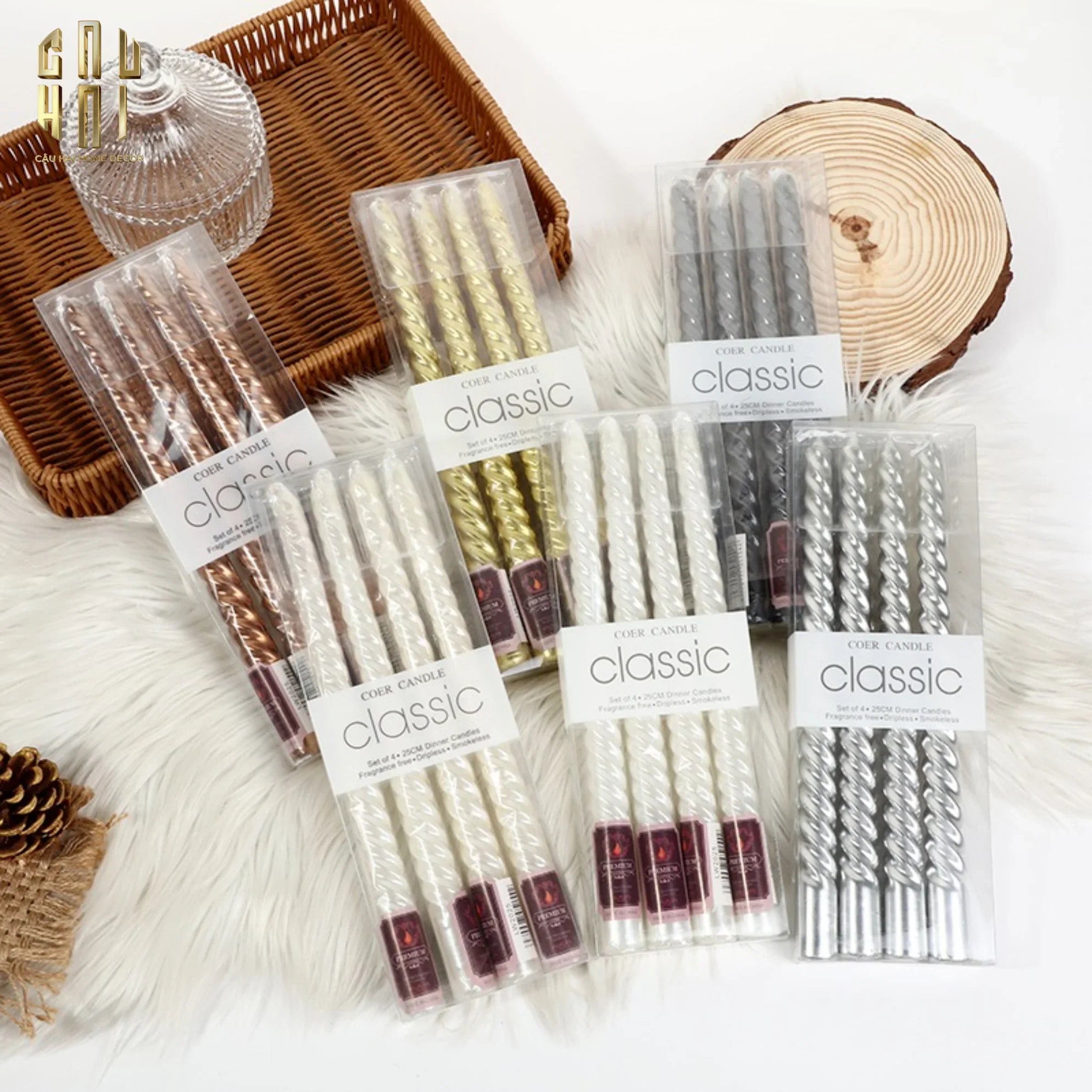 SET 4 NẾN TAPER-CẬU HAI HOME DECOR