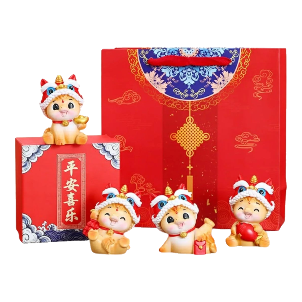 Tết Couture - Set 4 Tượng Lân Mã Tứ Hỷ Emperor Palace Gift Box.