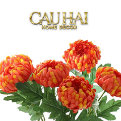 Set 5 Cành Hoa Cúc Mẫu Đơn Peony Đỏ/Hồng/Vàng/Cam-CẬU HAI HOME DECOR