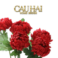 Set 5 Cành Hoa Cúc Mẫu Đơn Peony Đỏ/Hồng/Vàng/Cam-CẬU HAI HOME DECOR