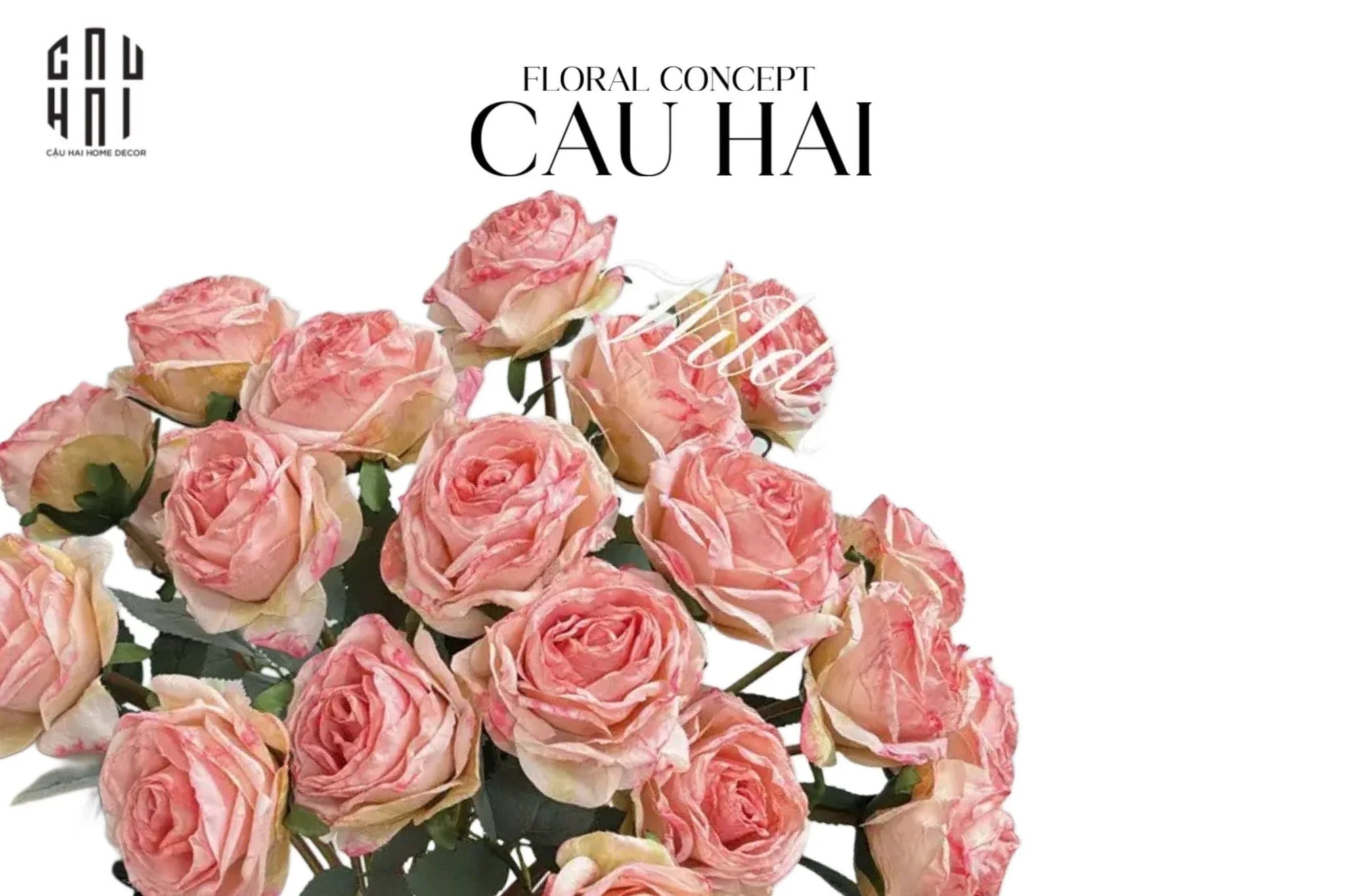 Set 5 Cành Hoa Hồng Monet Garden Rose - CẬU HAI HOME DECOR