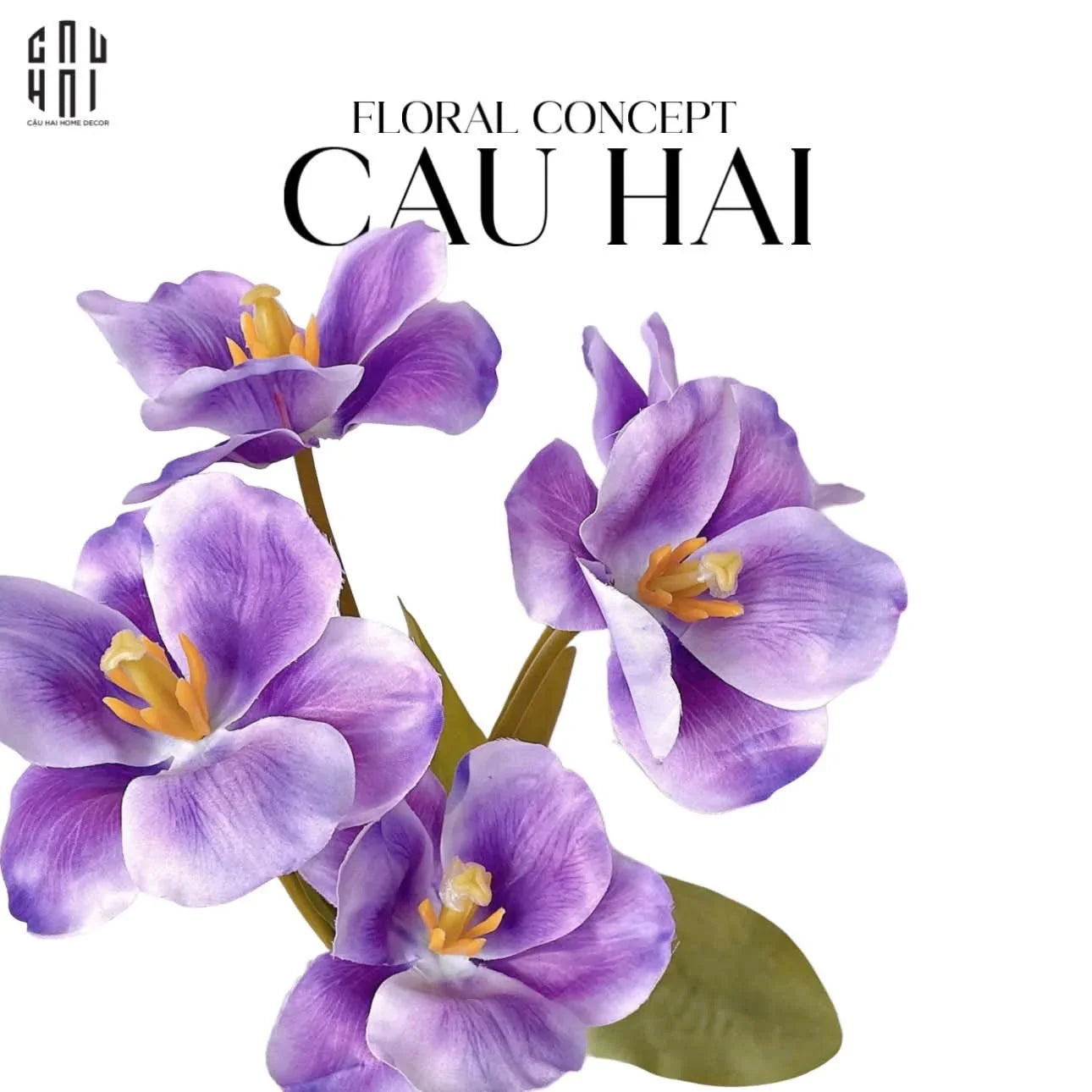 SET 5 CÀNH HOA TULIP NỞ - TÍM-CẬU HAI HOME DECOR