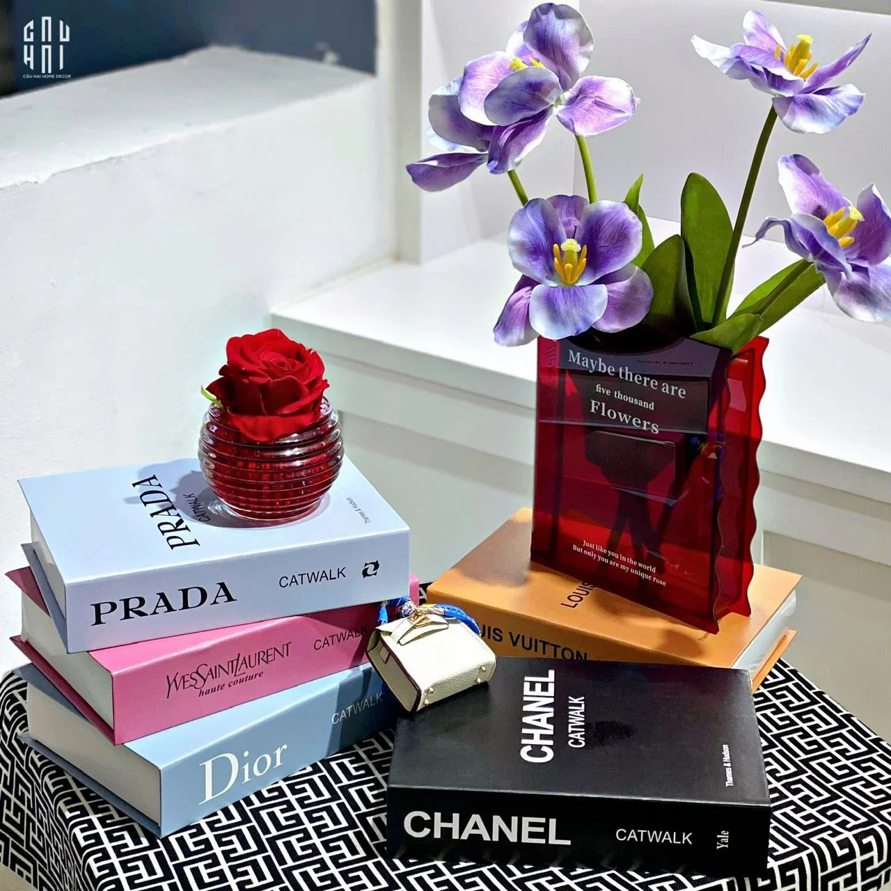 SET 5 CÀNH HOA TULIP NỞ - TÍM-CẬU HAI HOME DECOR