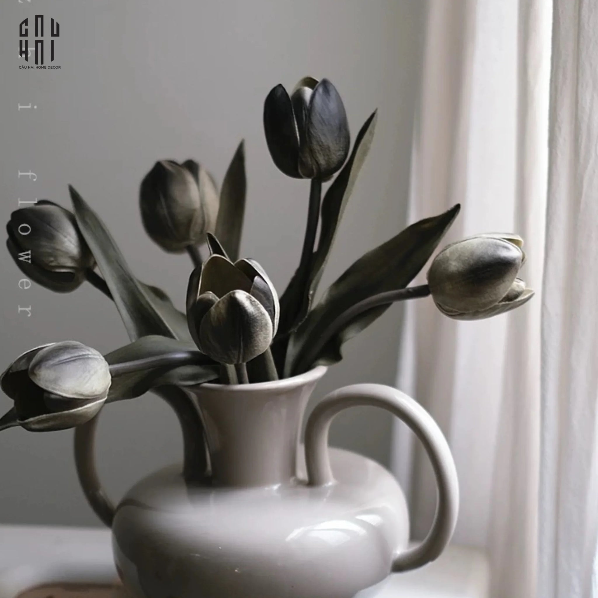 SET 5 CÀNH TULIP LUX - BLACK-CẬU HAI HOME DECOR