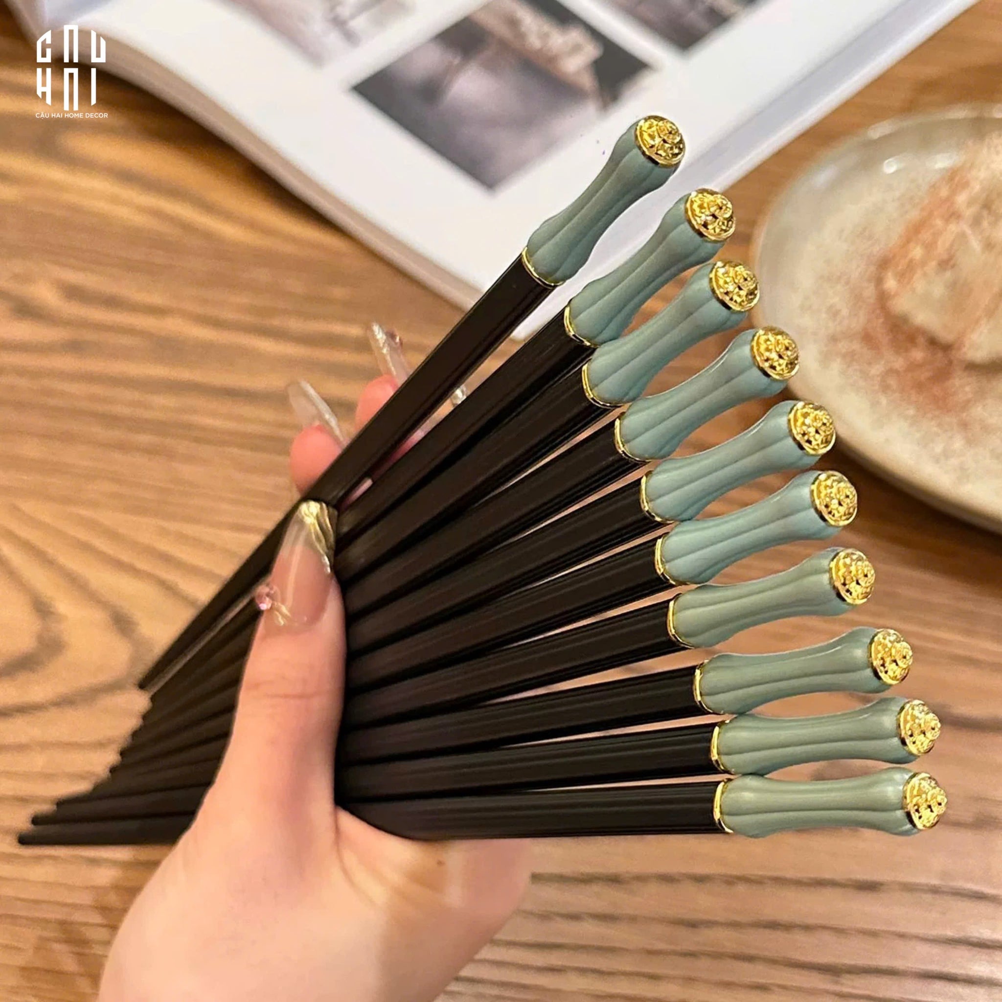 Set 5 Đôi Đũa Sợi Thuỷ Tinh Azure Classic PET Chopsticks 24cm-CẬU HAI HOME DECOR