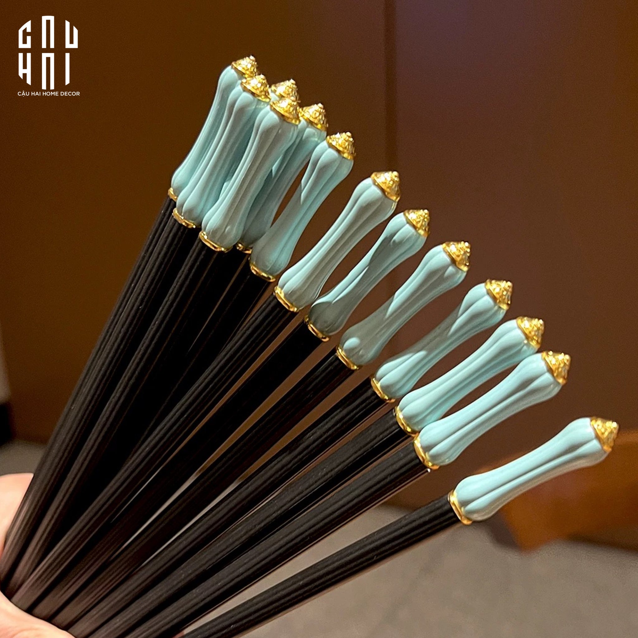 Set 5 Đôi Đũa Sợi Thuỷ Tinh Azure Classic PET Chopsticks 24cm-CẬU HAI HOME DECOR