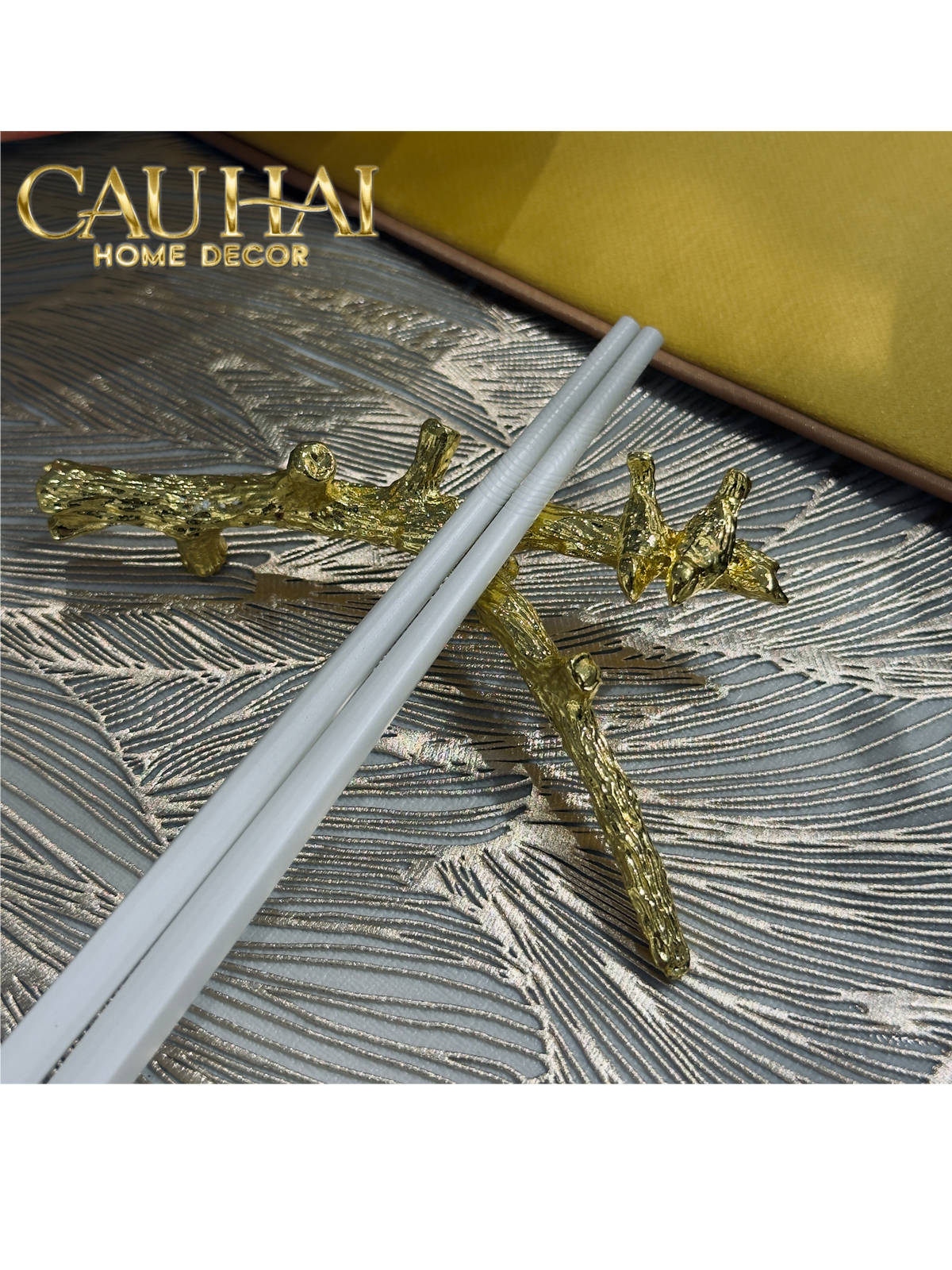 Set 5 Đôi Đũa Sợi Thuỷ Tinh - Diamond Gold Antibacterial Chopsticks 24cm-Dinner Cutlery Set Dao Muỗng Nĩa-Đối tác tại Trung Quốc theo từng đơn đặt hàng-CẬU HAI HOME DECOR