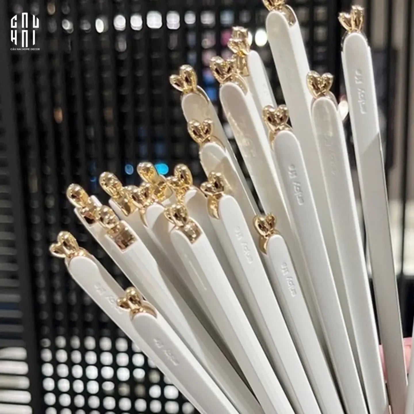 Set 5 Đôi Đũa Sợi Thuỷ Tinh - Diamond Gold Antibacterial Chopsticks 24cm-CẬU HAI HOME DECOR