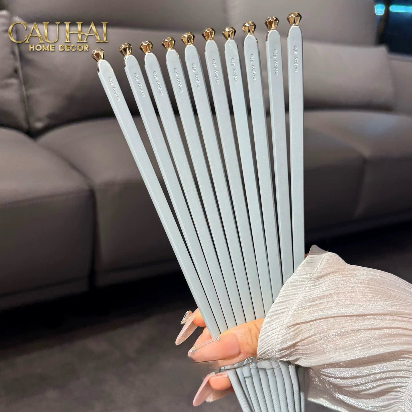 Set 5 Đôi Đũa Sợi Thuỷ Tinh - Diamond Gold Antibacterial Chopsticks 24cm-CẬU HAI HOME DECOR