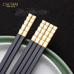 Set 5 Đôi Đũa Sợi Thuỷ Tinh - Facetté Gold Chopsticks 27cm-CẬU HAI HOME DECOR