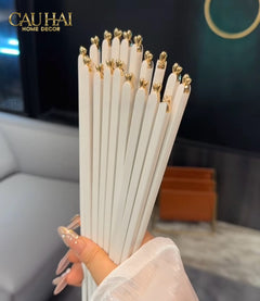 Set 5 Đôi Đũa Sợi Thuỷ Tinh - Love Heart Antibacterial Chopsticks 24cm-CẬU HAI HOME DECOR