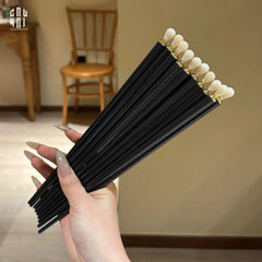Set 5 Đôi Đũa Sợi Thuỷ Tinh White Pearl Jewelry PET Chopsticks 24.5cm-CẬU HAI HOME DECOR