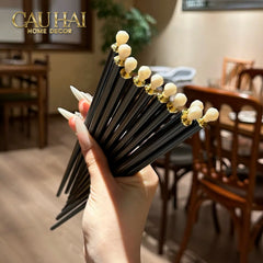 Set 5 Đôi Đũa Sợi Thuỷ Tinh White Pearl Jewelry PET Chopsticks 24.5cm-CẬU HAI HOME DECOR