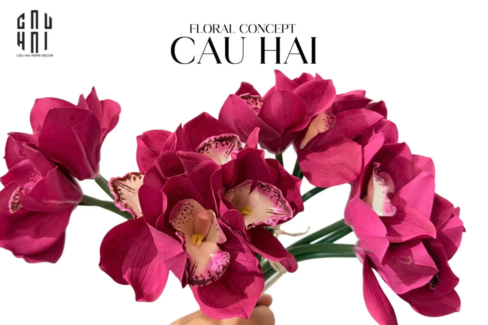 Set 5 Hoa Địa Lan - Magenta-CẬU HAI HOME DECOR