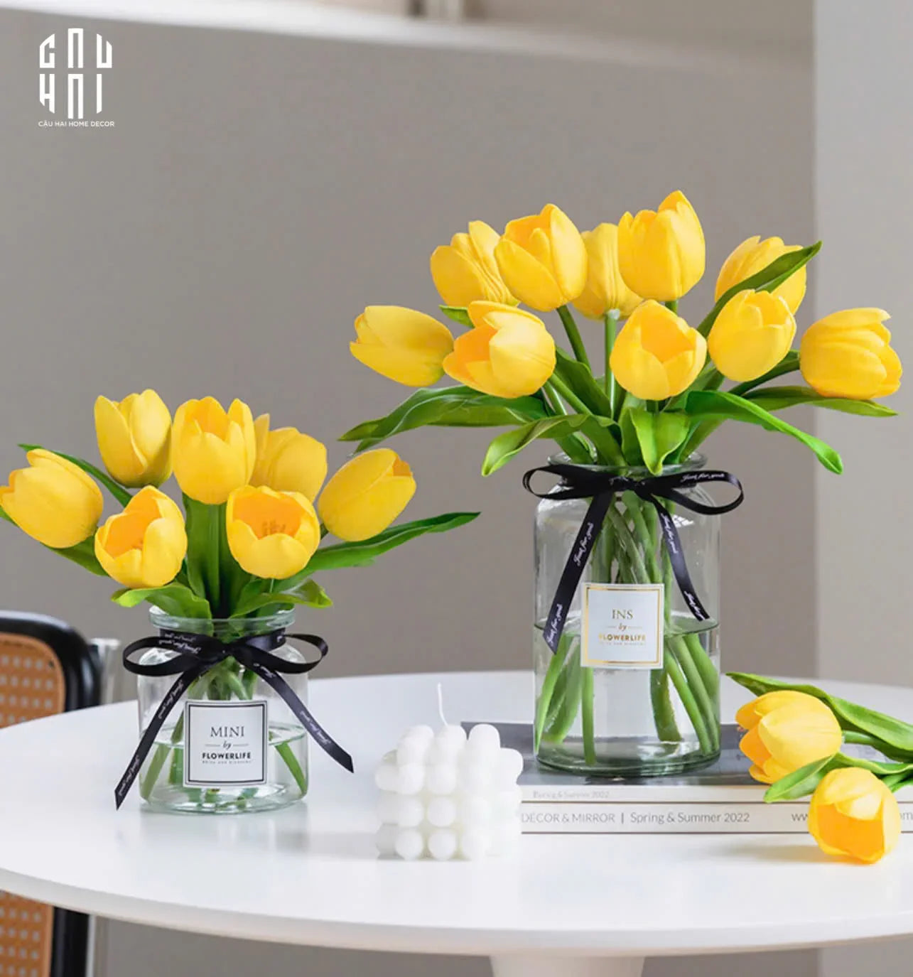 SET 5 HOA TULIP LEMONLIGHT GRACE-CẬU HAI HOME DECOR