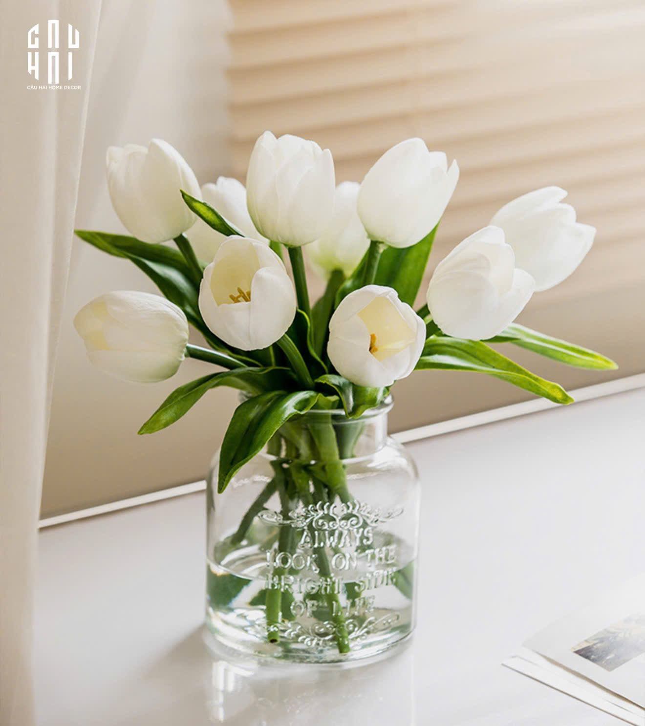 SET 5 HOA TULIP MILK GRACE-CẬU HAI HOME DECOR