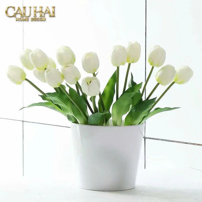 Set 5 Hoa Tulip Softy Mulberry / Sesame / Rouge 35Cm-CẬU HAI HOME DECOR