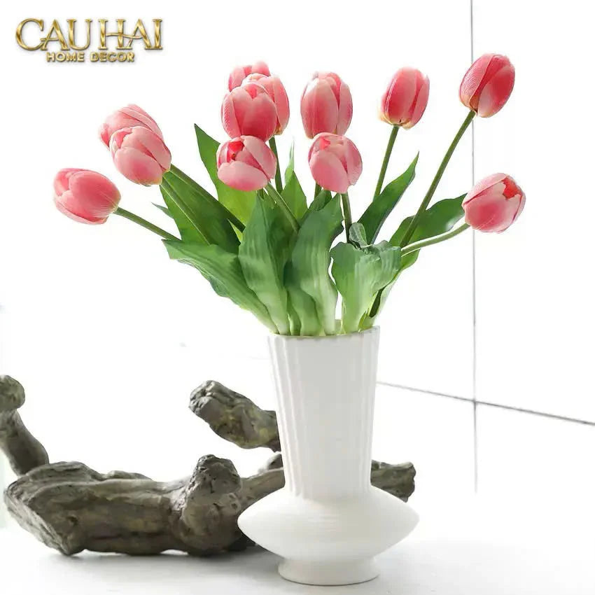 Set 5 Hoa Tulip Softy Mulberry / Sesame / Rouge 35Cm-CẬU HAI HOME DECOR