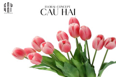 Set 5 Hoa Tulip Softy Mulberry / Sesame / Rouge 35Cm-CẬU HAI HOME DECOR