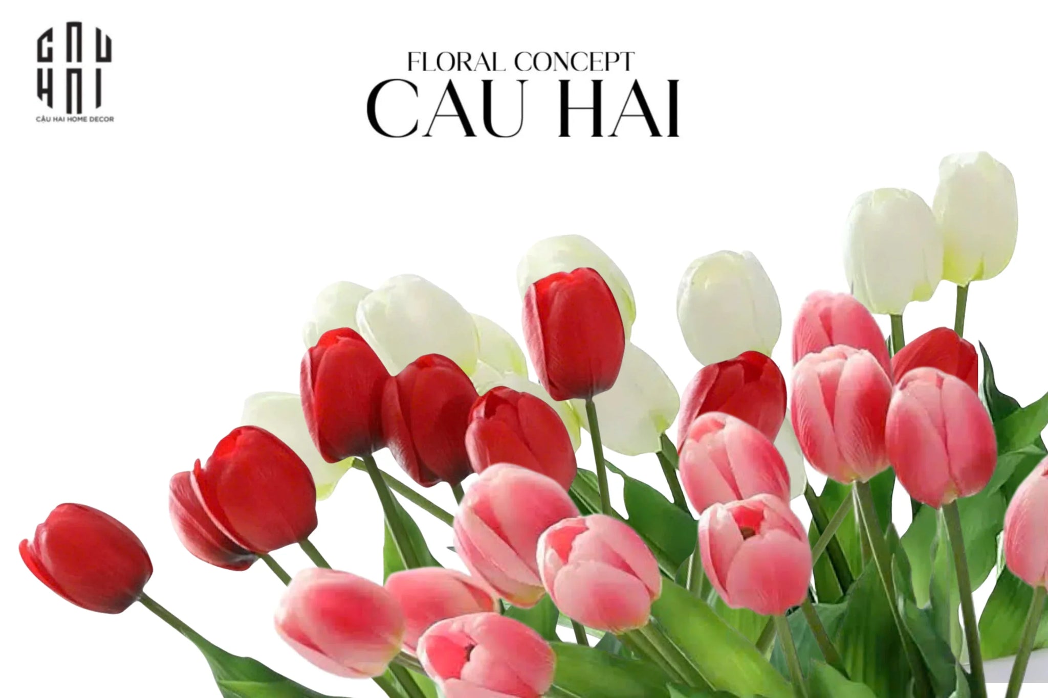 Set 5 Hoa Tulip Softy Mulberry / Sesame / Rouge 35Cm-CẬU HAI HOME DECOR