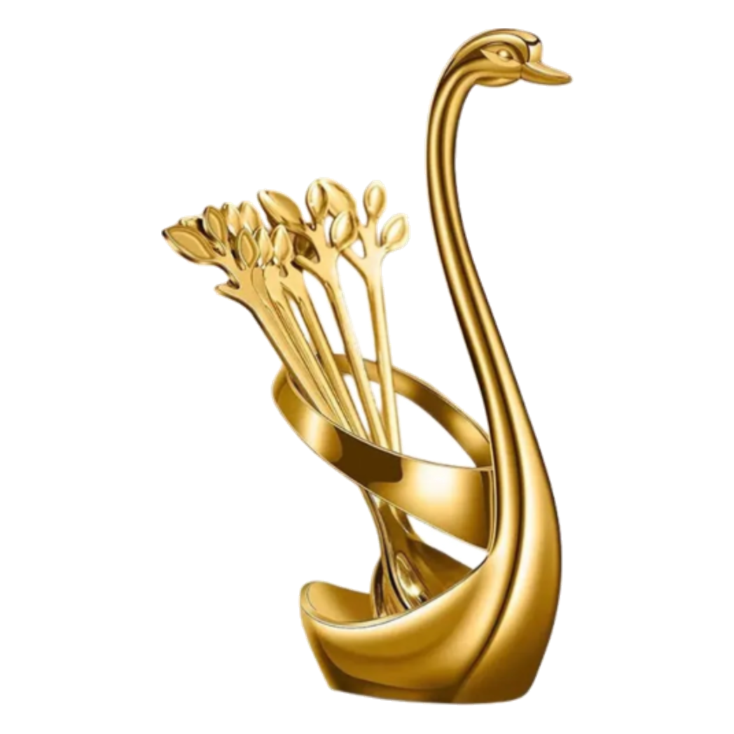 Set 6 Cái Nĩa Dessert Metal Swan Éclat D'Or 6pcs