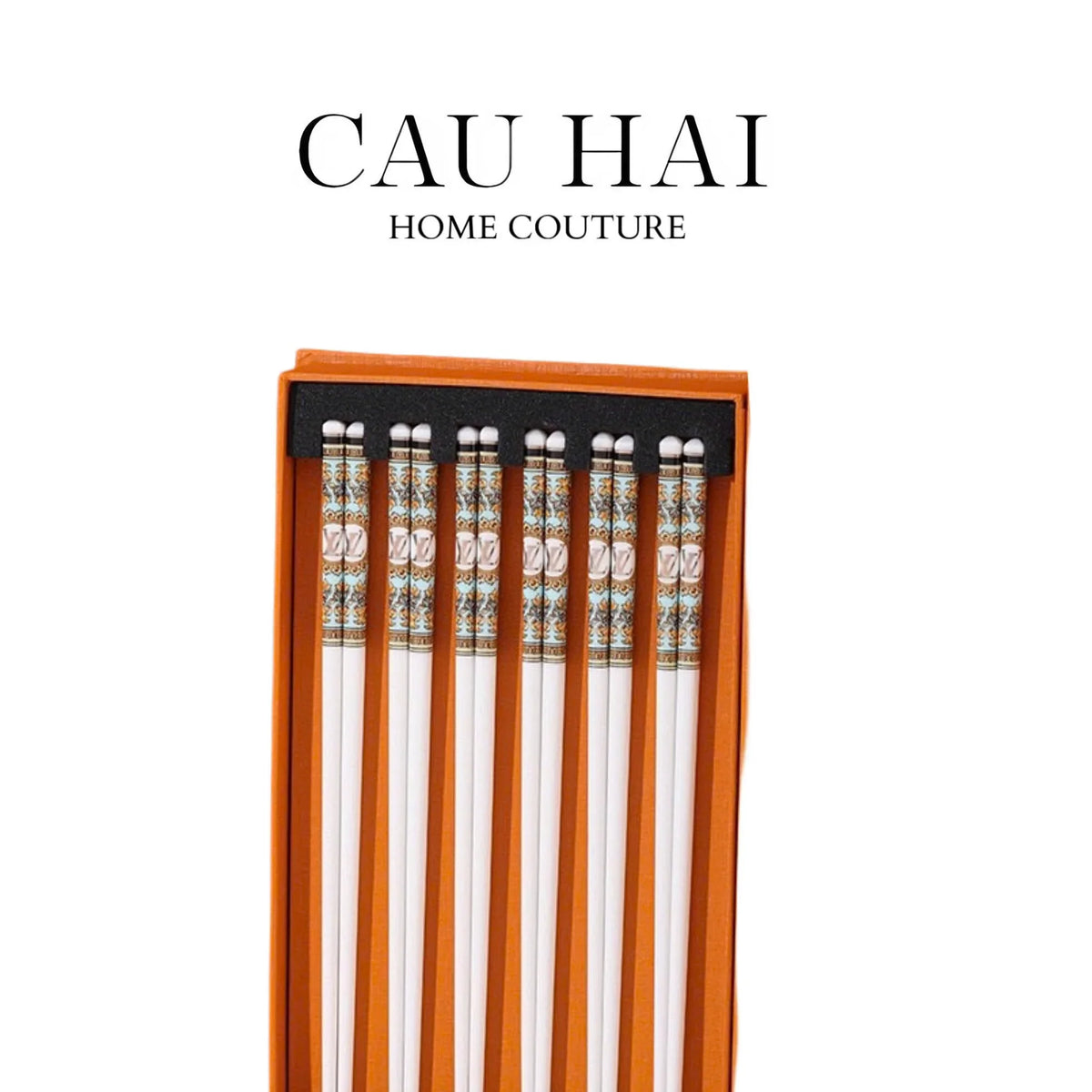 Set 6 Đôi Đũa Sứ Héritage Oriental Couture Porcelain Chopsticks-Dinner Cutlery Set Dao Muỗng Nĩa-CẬU HAI HOME DECOR