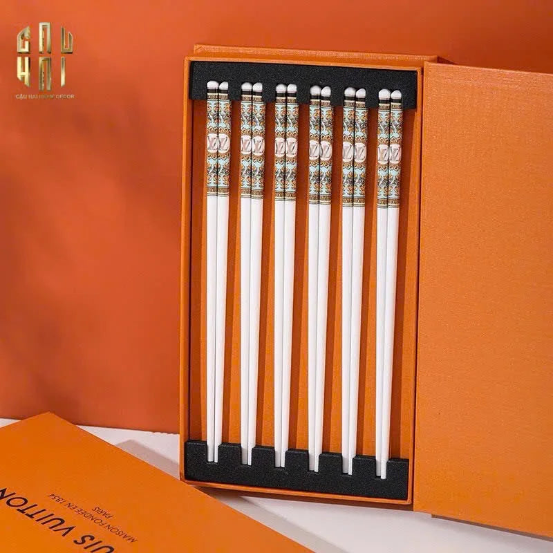 Set 6 Đôi Đũa Sứ Héritage Oriental Couture Porcelain Chopsticks-Dinner Cutlery Set Dao Muỗng Nĩa-CẬU HAI HOME DECOR