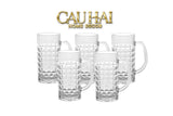 Set 6 Ly Bia Thuỷ Tinh Facetté Cristallerie Atélier - Diamond Craft Mug 500Ml-LY THỦY TINH-CẬU HAI HOME DECOR
