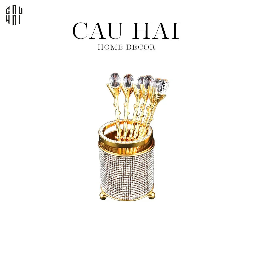 SET 6 MUỖNG GOLDEN JIMMY-CẬU HAI HOME DECOR