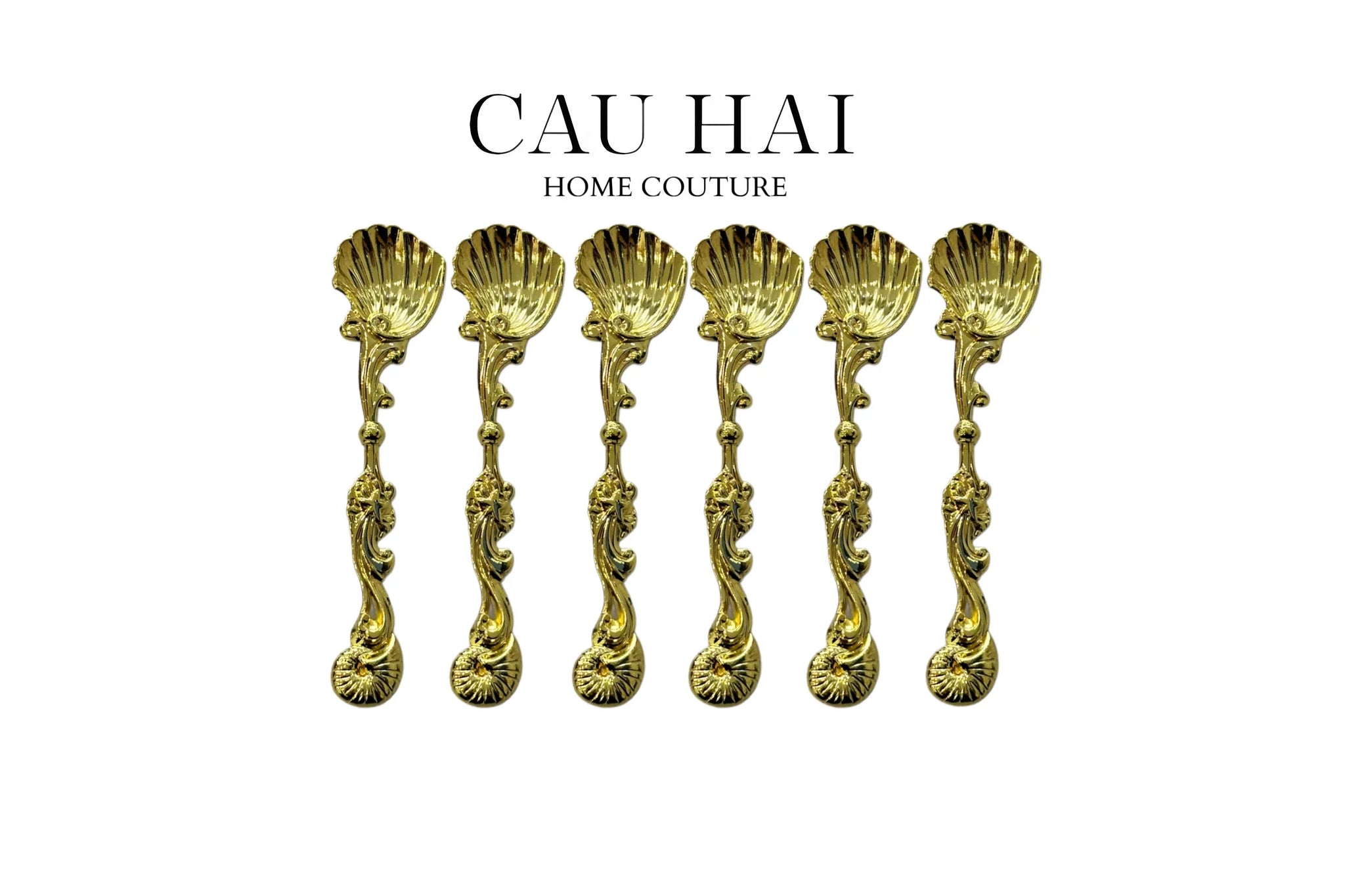 SET 6 MUỖNG SHELL GOLD - LUMIÈRE COFFEE SPOON-CẬU HAI HOME DECOR